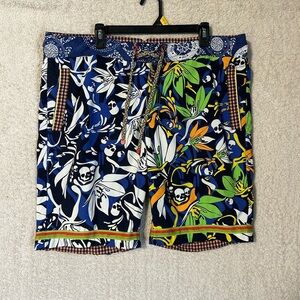 Robert Graham Swim Trunks Men's 40x9 Abstract/skull  Board Shorts Beach Vacation